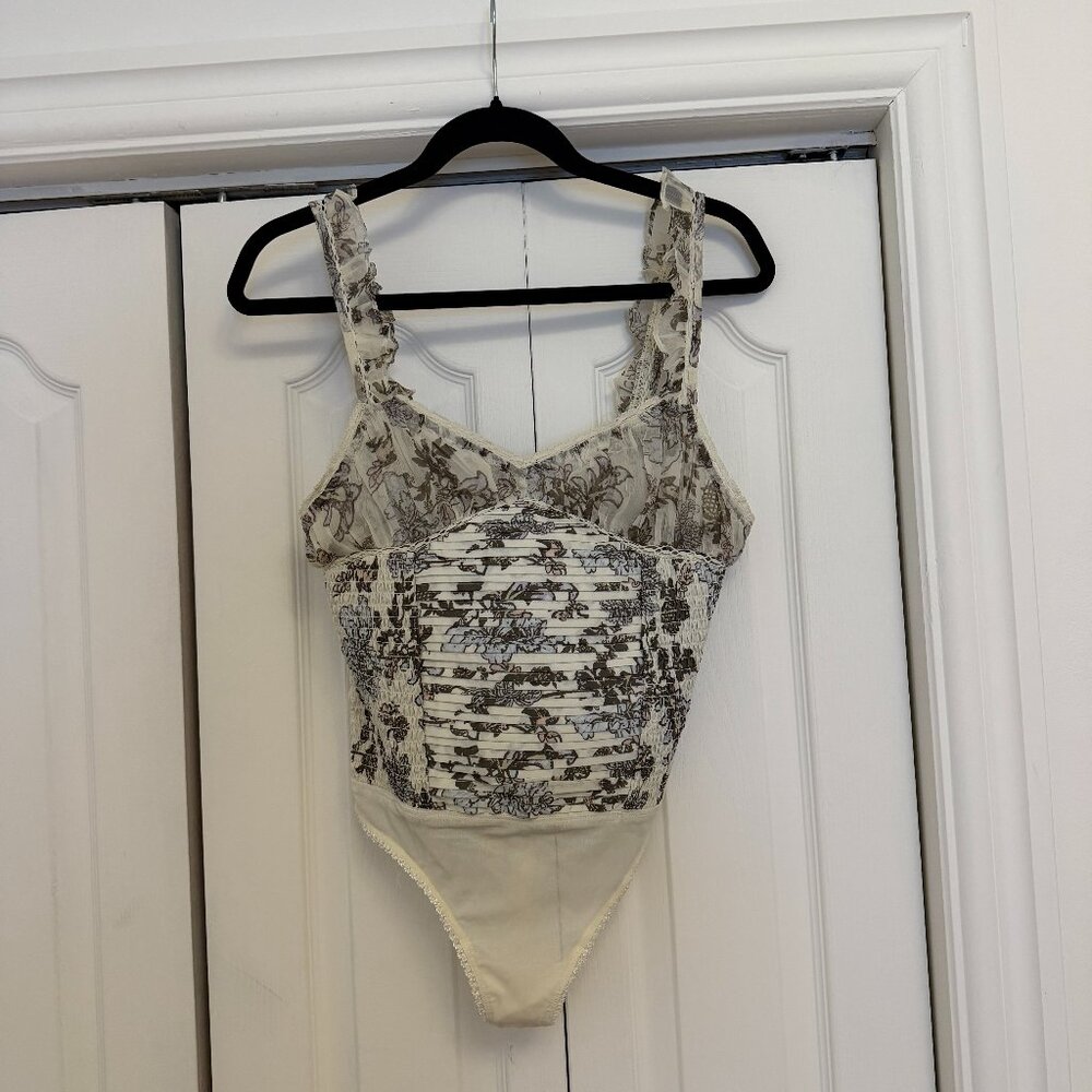 Floral Ruffled Corset-Style Bodysuit